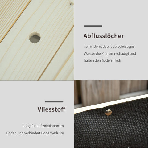 Rootz Upper Bed with Wheels Planting Table - Flower Box - Raised Bed - Drainage & Easy Mobility - 118 x 55 x 83 cm