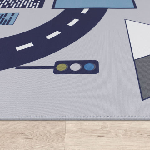 Children’s Play Rug – City Streets Pattern – Soft, Durable & Easy to Clean
