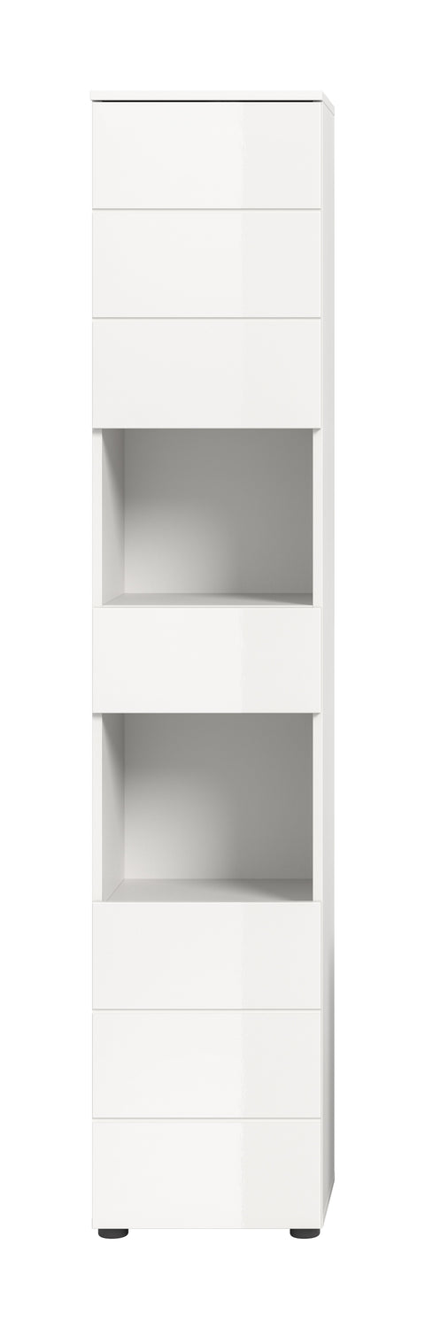 Rootz Tall Cabinet - Bathroom Storage Unit - High-Gloss White Cupboard - Maximum Storage - 38x190x34 cm