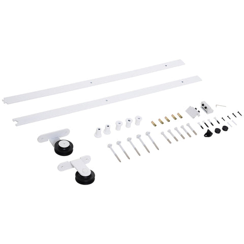 Rootz Sliding Door Fitting Set - Barn Door Hardware Kit - Space-Saving - High-Quality Wheels - Robust Steel - 183cm x 4cm x 0.6cm