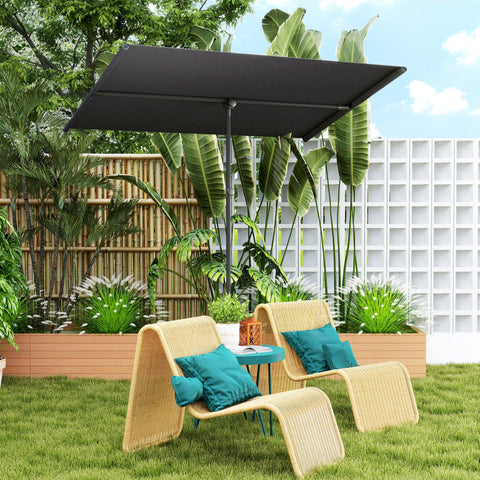 Rootz Parasol Garden Umbrella - Sunshade - Outdoor Canopy - 180° Rotatable - 150x205cm - Black- UV Protection UPF 50+