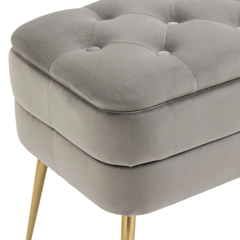 Rootz Velvet Pouf Bench - Ottoman - Velvet Storage Bench - Comfortable Seat - 104cm x 40cm x 51cm