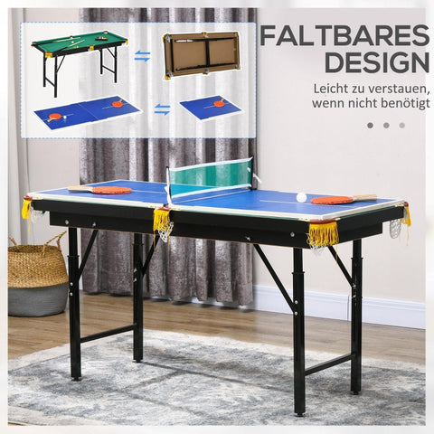 Rootz 2-in-1 Pool Table and Table Tennis Table - Billiards Table - Ping Pong Table - Effortless Switching - Stylish Design - Height Adjustable - 140cm x 63cm x 60-80cm - MDF, Steel, Plastic