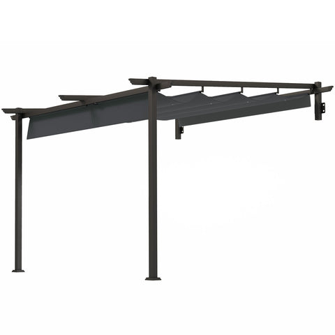 Rootz 3x3m Gazebo Pergola - Windproof Patio Canopy - Adjustable Roof - UV Protection - 297cm x 297cm x 200/230cm - Grey