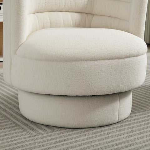 Rootz Rotatable Upholstery Chair - Modern Lounge Armchair - White Chair - 360° Swivel - 74cm x 74cm x 74cm