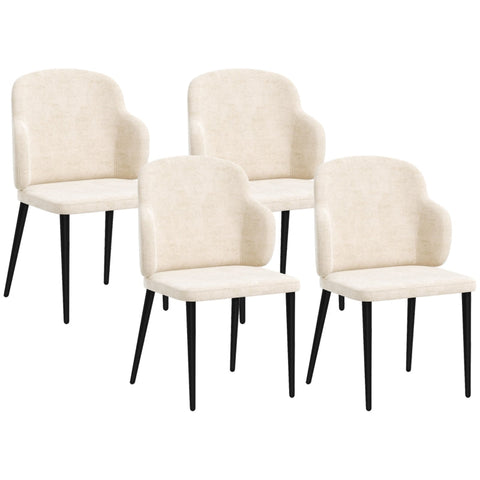 Rootz 4 Piece Dining Chair Set - Accent Chairs - Kitchen Chairs - Velvety Comfort - 54cm x 56cm x 86cm - Beige