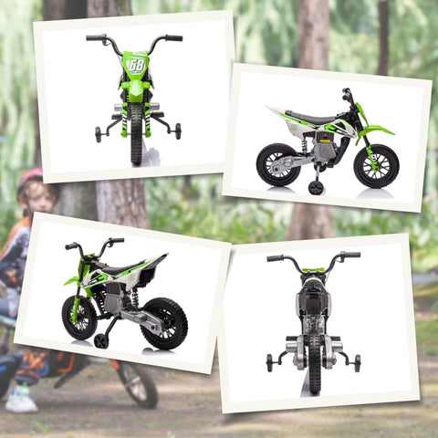 Rootz Motorcycle for Children - Kids Electric Bike - Ride-On Motorbike - Shock Absorber - 107L x 56W x 70H cm - Music & Training Wheels for Fun
