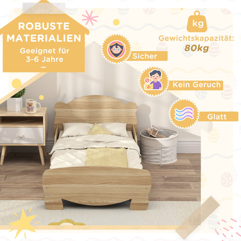 Rootz Children's House Bed - Youth Bed - Play Bed - Bear Design - Safe & Adorable - 143.5cm x 80cm x 55cm Brown