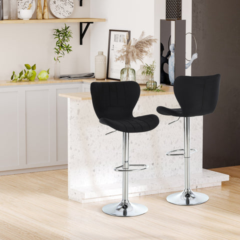 Rootz Set of 2 Adjustable Bar Stools - Kitchen High Chair - Rotatable Stools - Optimal Support - 47x51.5x89.5-111.5cm