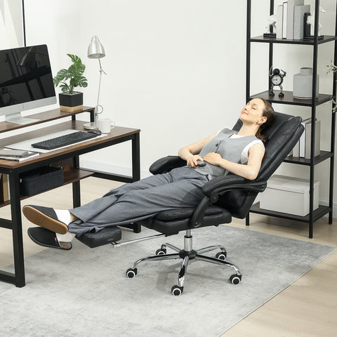 Rootz Massage Office Chair - Executive Chair - Ergonomic Seats - Massage Function - Black - Includes Footrest - Adjustable Height - 64cm x 70cm x 118cm