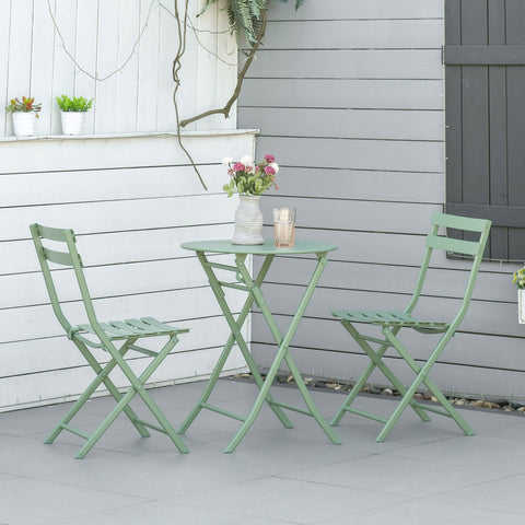 Rootz 2 Piece Garden Furniture Set - Foldable Bistro Set - Outdoor Dining Set - Powder-Coated Metal - Ø 60 x 71cm, Chair: 42 x 50 x 81cm