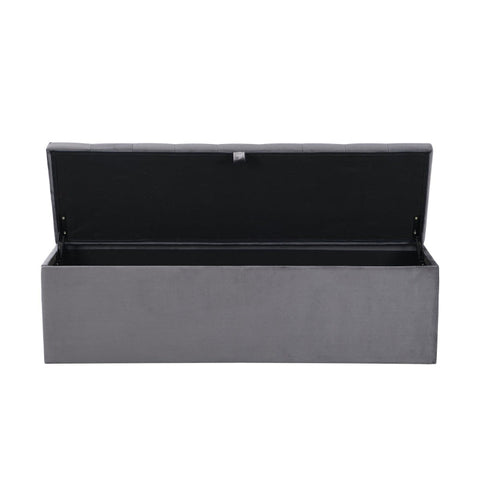Rootz Upholstered Velvet Bench - Bed Stool - Footstool - Ample Storage - 138L x 41W x 42H cm