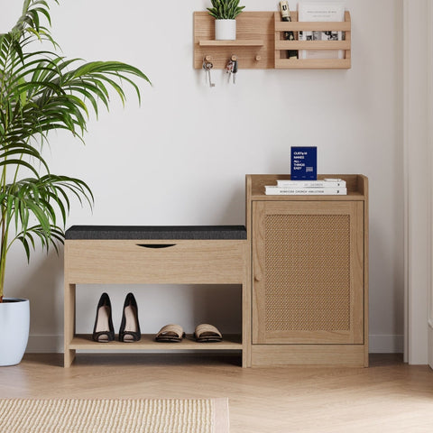 Rootz Shoe Bench Shoe Rack - Footwear Organizer - Storage Solution - Comfortable Seat - 100L x 38W x 62.5H cm