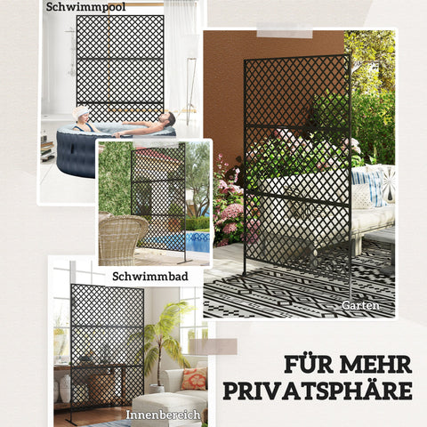 Rootz Outdoor Area Divider - Metal Wall Screen - Privacy Screen - Enhances Spaces - 122cm x 45cm x 198cm