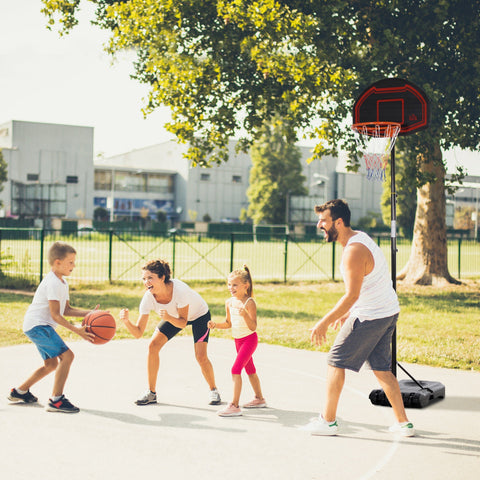 Rootz Outdoor Basketball Basket - Adjustable Hoop - Portable Stand - Lightweight Base with Rollers - 70cm x 76cm x 258-314cm