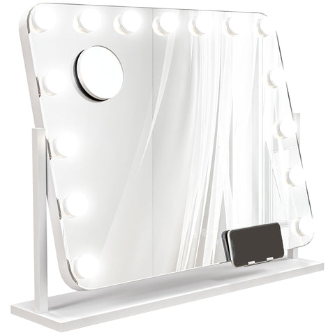 Rootz LED Cosmetics Mirror - Vanity - Makeup Mirror - Dimmable Touch Control - 3 Light Modes - USB - White - 62.5 x 49.5cm