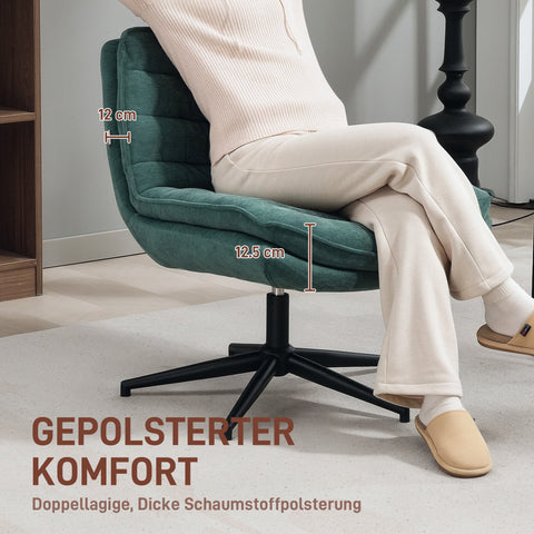 Rootz Rotatable Office Chair - Swivel Desk Chair - Upholstered Seat - Comfort with Foam - 65.5 x 76 x 80 cm - Green