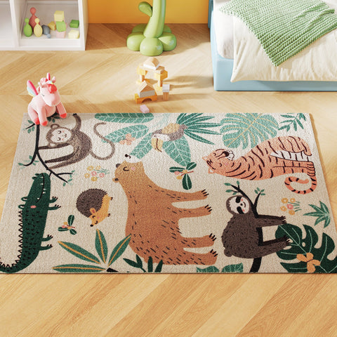 Rootz Fleece Carpet Jungle Pattern - Area Rug - Soft Sherpa - Easy Care - 160cm x 120cm x 0.7cm