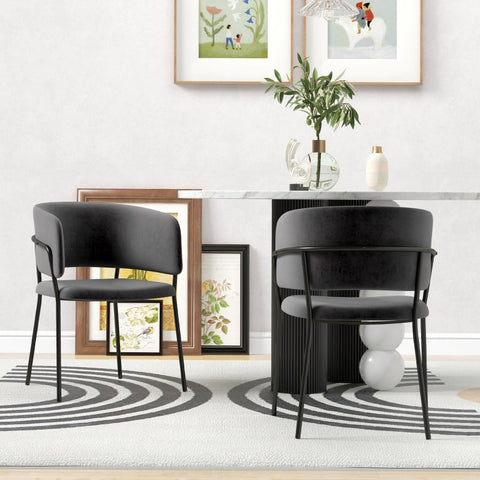Rootz Dining Chair Set - Kitchen Chairs - Velvet Upholstery - Padded Seats - Steel Frame - 57cm x 53cm x 73cm