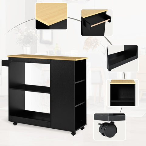 Rootz Multifunctional Kitchen Trolley - Mobile Cart - Rolling Island - Easy Mobility - 105cm x 38cm x 89cm