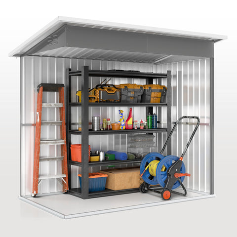 Rootz Garden Shed - Garden House - Outdoor Storage - Lockable Steel Structure - 221cm x 133cm x 190cm