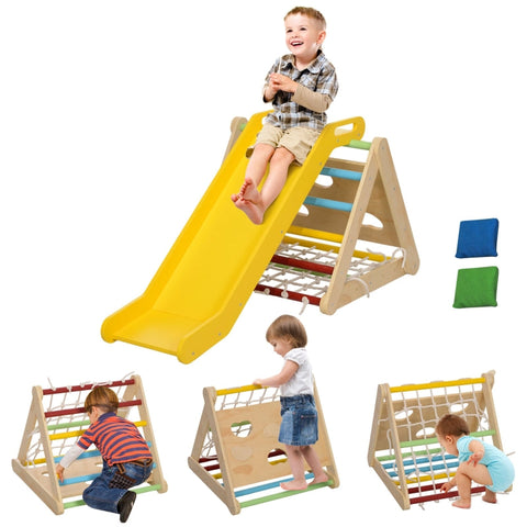 Rootz 4-in-1 Pikler Climbing Frame Set - Indoor Playground - Adventure Playset - Pine Wood - 119cm x 63cm x 61cm