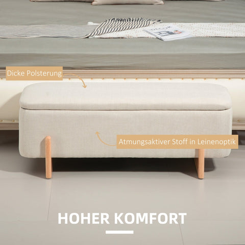 Rootz Storage Bench with Seat Chest & Storage Space - Upholstered Bench - Blanket Storage - Breathable Fabric - 111cm x 44cm x 44.5cm