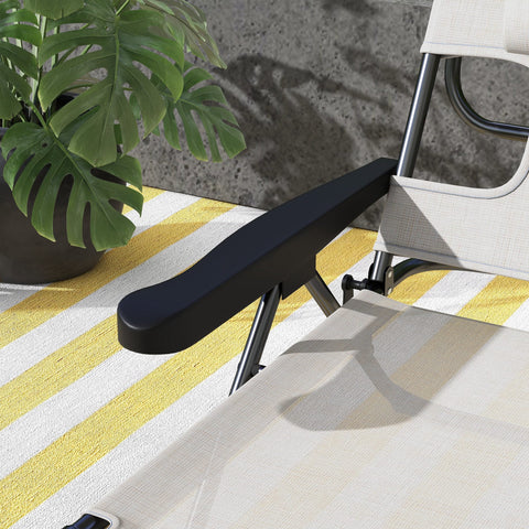 Rootz Foldable Garden Lounger - Sun Lounger - Beach Lounger - Adjustable Comfort - 72cm x 194cm x 89cm Cream