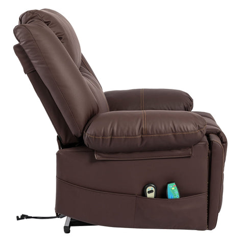 Rootz Power Massage Chair - Recliner - Heated Armchair - 8-Point Massage - Brown PU Leather - 85L x 75W x 103H cm