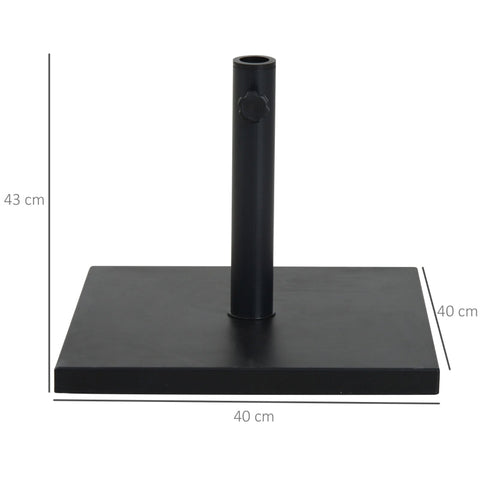 Rootz Parasol Stand - Umbrella Stand - Umbrella Holder - Umbrella Base - Metal + Cement - Black - 40 x 40 x 43 cm