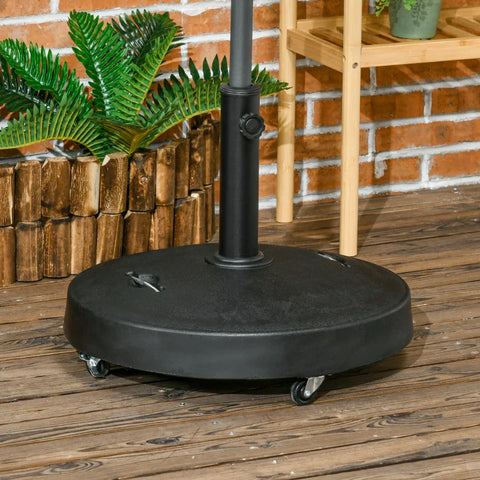 Rootz Parasol Stand - Parasol Holder - Parasol Base - Umbrella Stand With Wheels - Weather Resistant - Black - 53cm x 53cm x 41cm