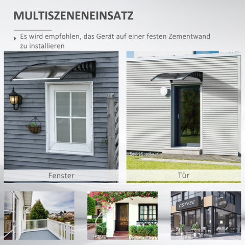 Rootz Door Roofing - Canopy Awning - Weather Shield - Protects Against Rain, Wind & Hail - 103 x 96.5 x 27 cm - Brown Polycarbonate & Aluminum