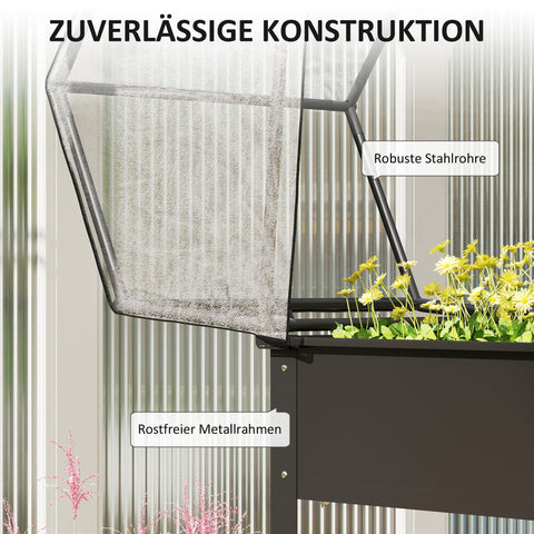 Rootz Raised Bed with Greenhouse Roof - Elevated Planter - Gardening Box - Weed & Pest Protection - 60 x 60 x 120 cm