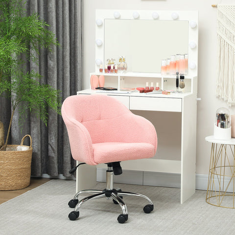 Rootz Ergonomic Home Office Chair - Desk Chair - Swivel Chair - Adjustable - 56cm x 61cm x 76-86cm - Pink Teddy-Texture