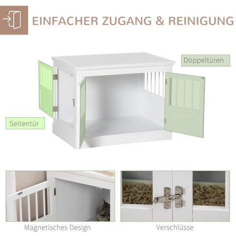 Rootz Dog Cage Furniture - Dog Hut - Dog Box - Magnetic Closure - 78cm x 53cm x 59.3cm - White