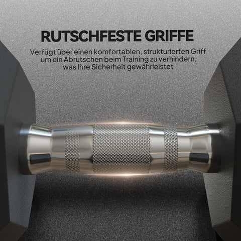 Rootz Cast Iron Dumbbells for Men and Women - Weights - Strength Training - Knuckling Handle - Floor Safe - 2 x 15kg - 33.6cm Length