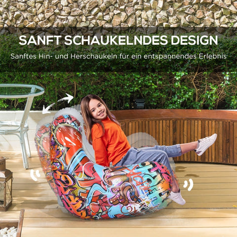 Rootz Inflatable Bean Bag Chair - Air Chair - Ergonomic Lounger - Ultimate Comfort - Puncture-Resistant - Supports Up to 80 kg - 94cm x 76cm x 75cm