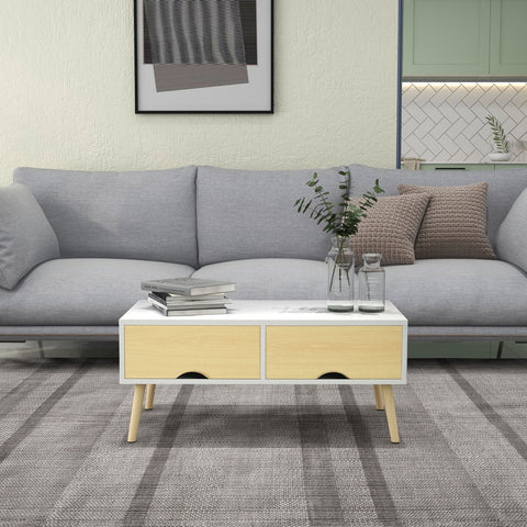 Rootz Coffee Table with Drawers - Modern Coffee Table - Scandinavian Table - Storage Solution - 90 x 48 x 39.4 cm