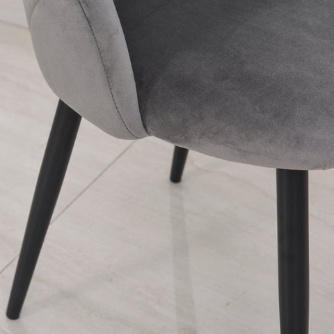 Rootz 6 Piece Dining Chair Set - Shell-Shaped Chairs - Velvet Fabric Chairs - Ergonomic Comfort - 52cm x 54cm x 79cm