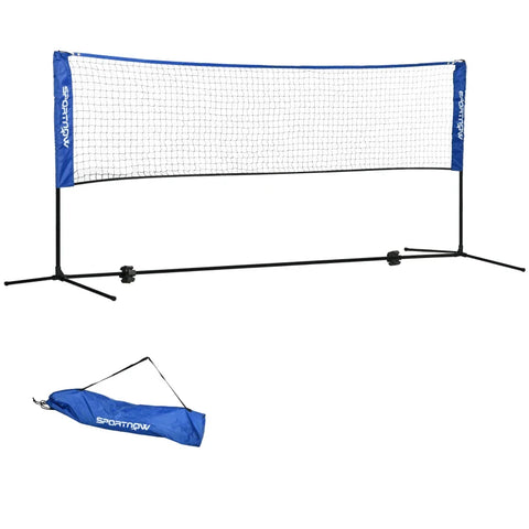 Rootz Badminton Net With Stand - Height Adjustable - Foldable - With Carry Bag - Oxford Polyester - Black + Blue - 310L x 103W x 107-155H cm