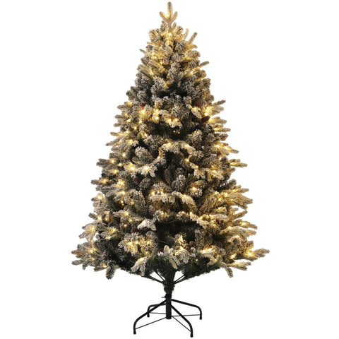 Rootz LED Christmas Tree - Snow-Covered Branches - Warm White Lights - Realistic Appearance - Flame-Retardant - Metal Base - Ø116 x 180H cm
