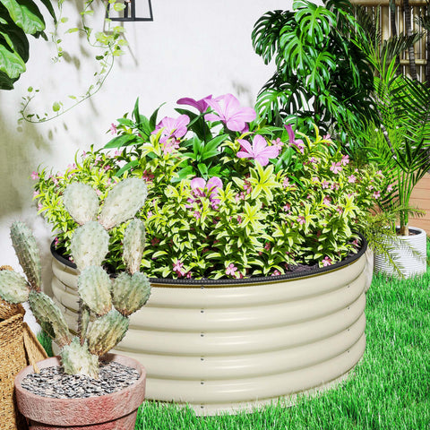 Rootz Raised Bed - Galvanized Planters - Planting Box - Promotes Root Growth - 120cm x 120cm x 43cm - White