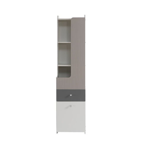 Rootz Tall Bookcase for Teenagers - Storage Shelf - L-Shaped Door - Space-Saving Design - 45x40x184 cm - White