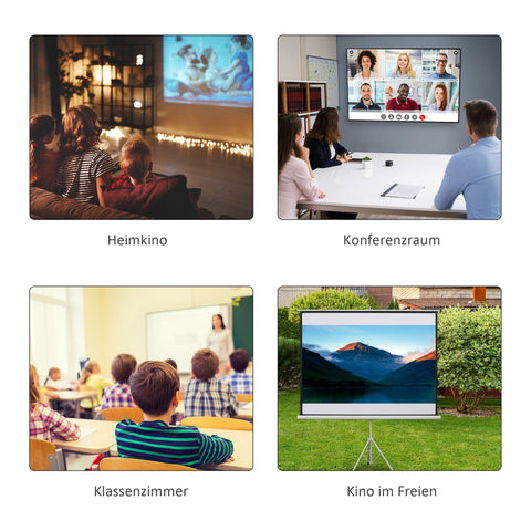 Rootz Projection Screen - Cinema Screen - Presentation Display - Adjustable Height - 203cm x 152cm