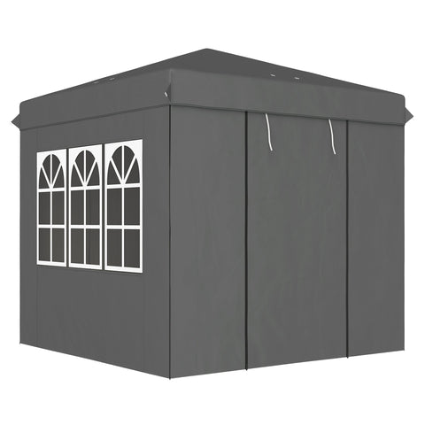 Rootz Pop Up Gazebo - Garden Tent - Outdoor Pavilion - UPF50+ UV Protection - Dark Grey - 250L x 250W x 268H cm