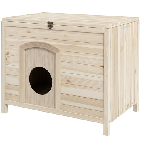 Rootz Small Pet House - Cat Shelter - Dwarf Rabbit Abode - Foldable Wood - 78cm x 51cm x 62cm