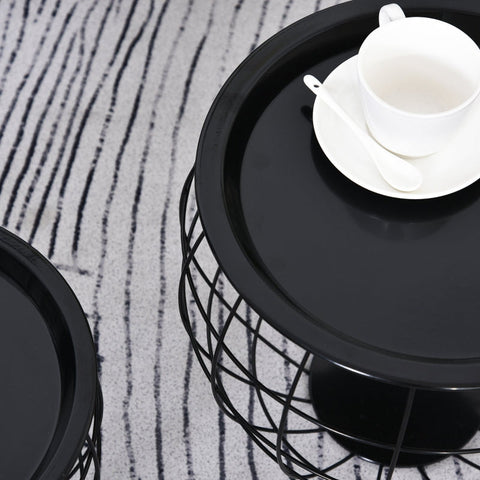 Rootz Lantern Style Coffee Table Set - Side Table Set - Removable Table Top - Steel Construction - Modern Design - Ø51cm x 38.5cm, Ø38.5cm x 32cm, Ø30.5cm x 27cm