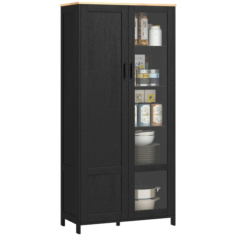 Rootz Kitchen Buffet Display Cabinet - Modern Storage Cabinet - Height-Adjustable Shelves - 76x36x160cm