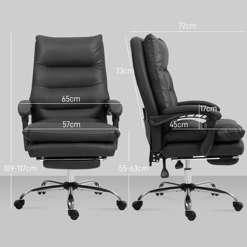 Rootz Office Chair - Ergonomic Executive Chair - Massage & Heated Chair - Superior Comfort - 65cm x 72cm x 109-117cm - Black Synthetic Leather