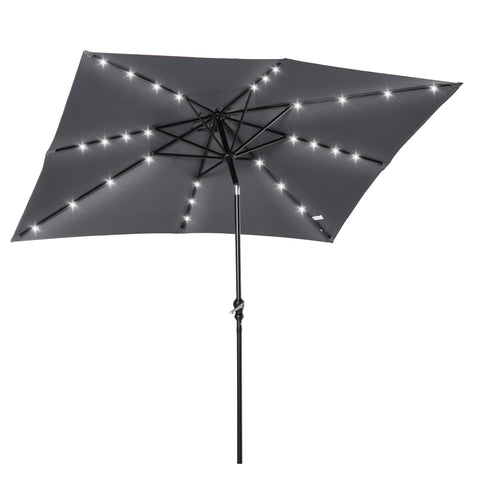 Rootz Garden Parasol - Sun Umbrella - Patio Canopy - LED Solar Lighting - High-Density Polyester - 268cm x 205cm x 248cm